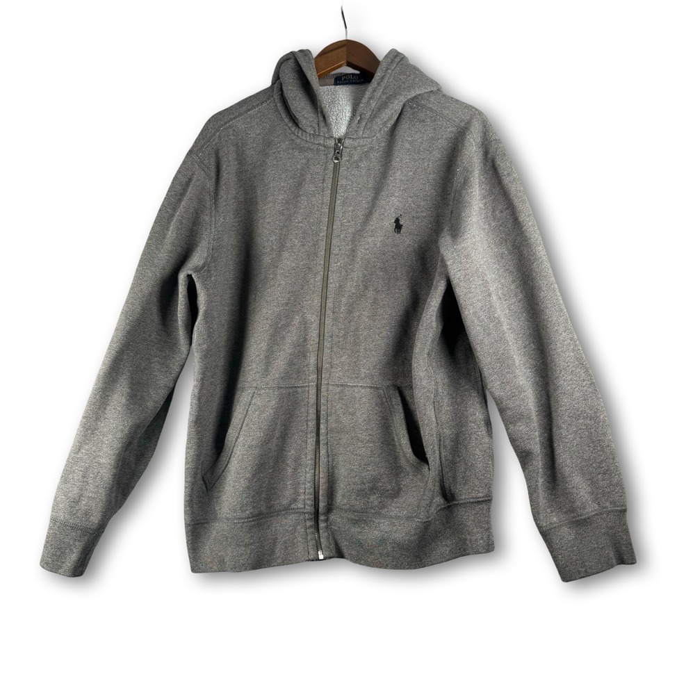 Polo Ralph Lauren Mens Gray Zip hoodie Jacket (No drawstring) Sz XL